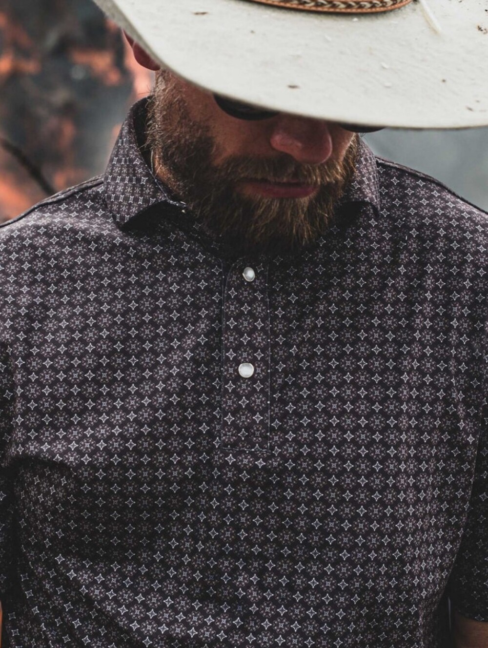 Iron Oak The Bandit Performance Stretch Western Pearl Snap Polo